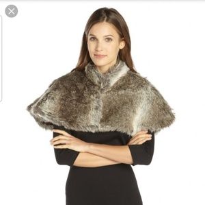 French Connection Betinna Cape FauxFur Cover Shawl